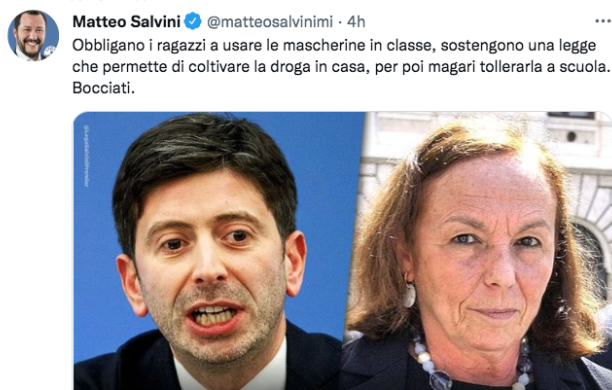 Salvini continua ad attaccare polemicamente Lamorgese e Speranza, ma non ha i cabasisi per chiedere seriamente a Draghi il loro rimpasto